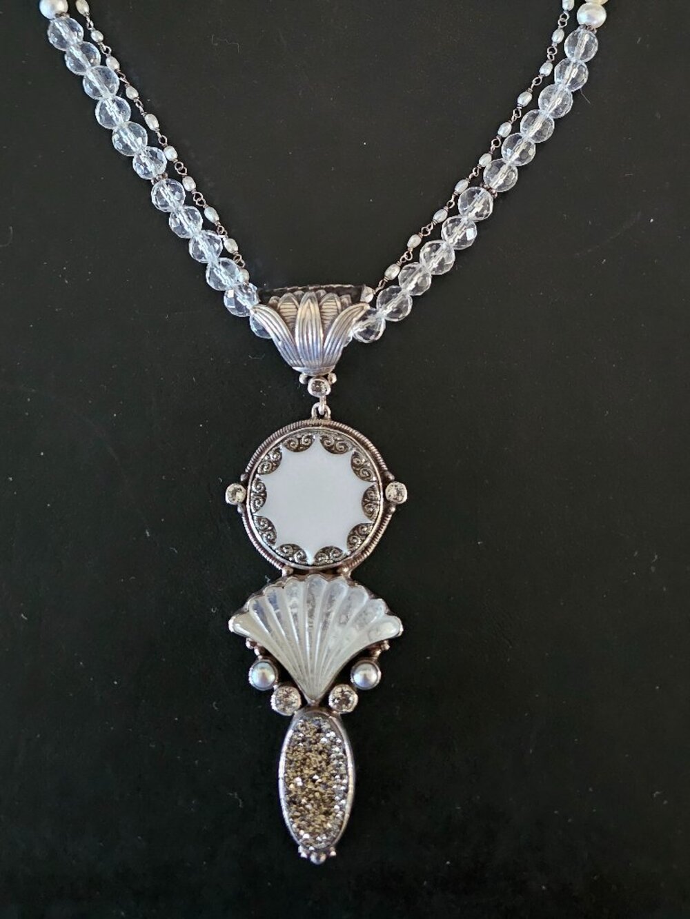 Echo of the Dreamer Mars & Valentine Mother of Pearl Sterling Silver Necklace